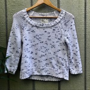 American Eagle white & navy rib knit sweater